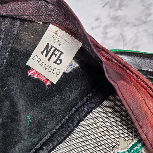 Vintage 90's Philadelphia Eagles Genuine Leather Made in USA Snapback Hat - Picture 11 of 11